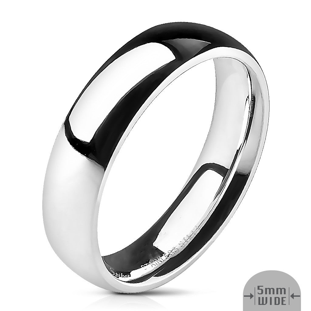 AR001 Stainless Steel 316L High Polished Wedding Band Ring 3mm-8mm Wide Sizes 4.5-14